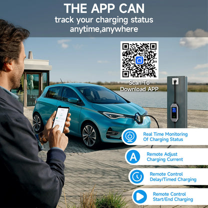 AFEEV Type2/Type1 Portable EV Charger 3.5KW 16A Electric Car Charger EVSE Fast Charging Cable Wallbox APP Bluetooth Control