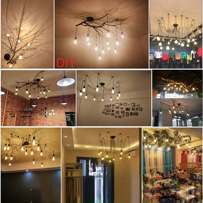 DIY Spider Lights Vintage Chandelier Edison Industrial Hanging Lamp Ceiling Multiple Pendant Light Kitchen Farmhouse Living Room