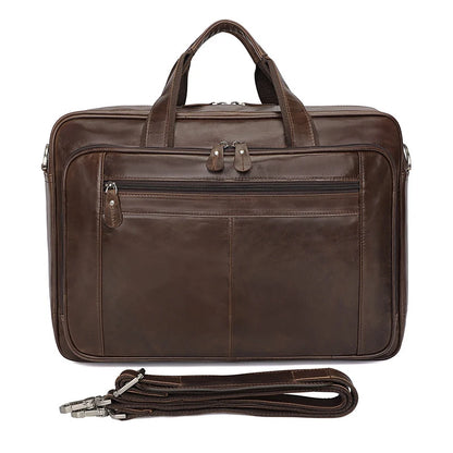 High Quality Genuine Leather Men Briefcase Business bag Crazy Horse Leather Large 17"inch Laptop Bag male Portfolio Office Case