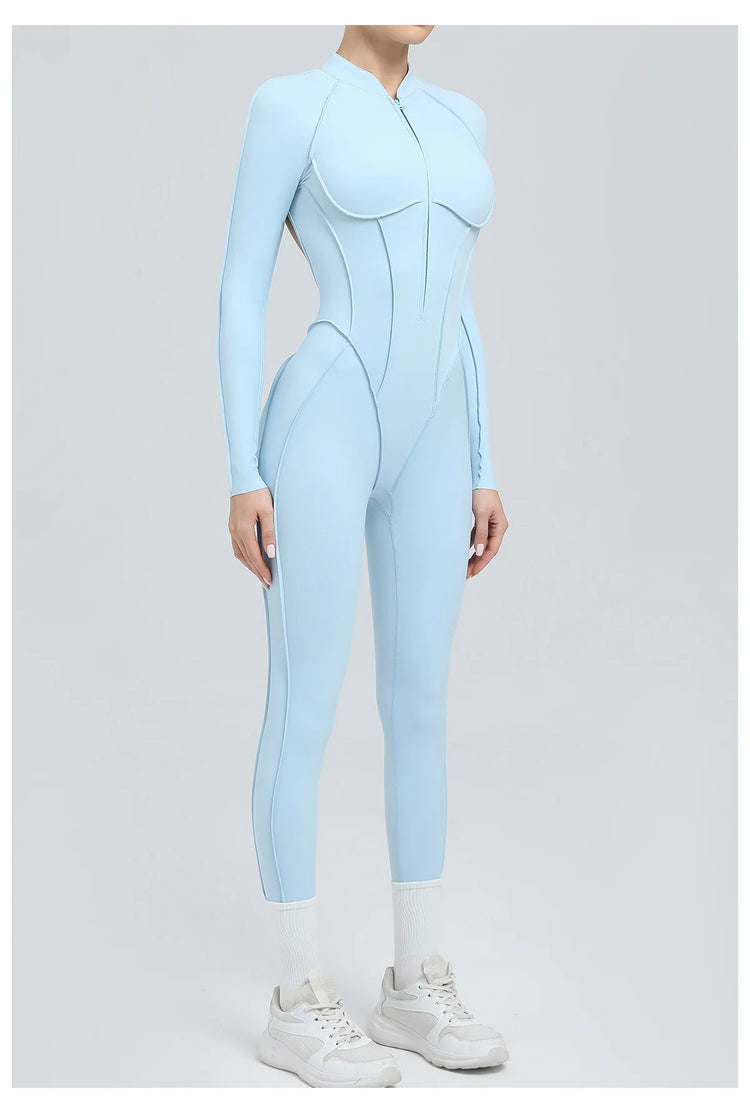 One Pieces Long Jumpsuits Sexy Womens Overalls Mono Streetwear Yellow Body Long Sleeves Woman Clothing Summer Gym Sportswear