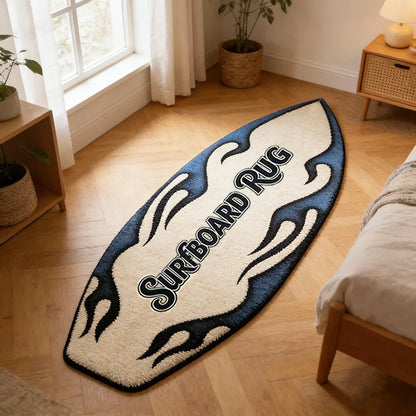 American Street Style Flame Surfboard Rug Creative Bedroom Bedside Soft Plush Floor Mat Home Decoration Carpet for Living Room