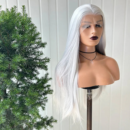 AIMEYA Long Straight Lace Wigs 13X4 Lace Frontal Free Part Synthetic Hair Wig with Special Hairline For Women Cosplay Black Wigs
