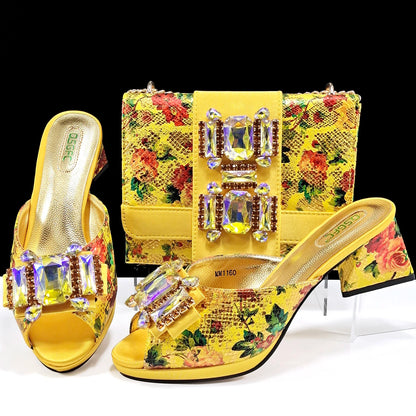 QSGFC Italian Sandals and Bags Matching Set 2026 Women Heel Party for Rose Gold Colour Wedding Bigger Size Thick Heel Shoes