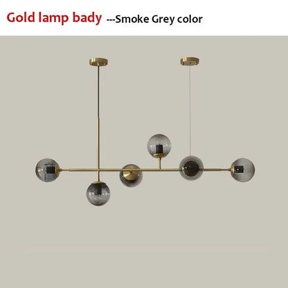 Nordic LED Pendant Lights Modern Hanglamp Glass Ball Light for Living Room Suspension Chandelier Smoke Gold Hanging Lamp Decor