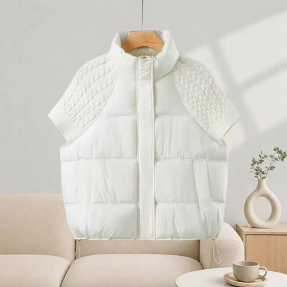 Women's Vest Autumn Winter Sleeveless Down Jacket Loose Casual Stand Collar Pocket Puffer Waistcoat Coat Female Trendy Outerwear