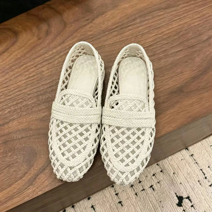 Women Leather Woven Loafers
