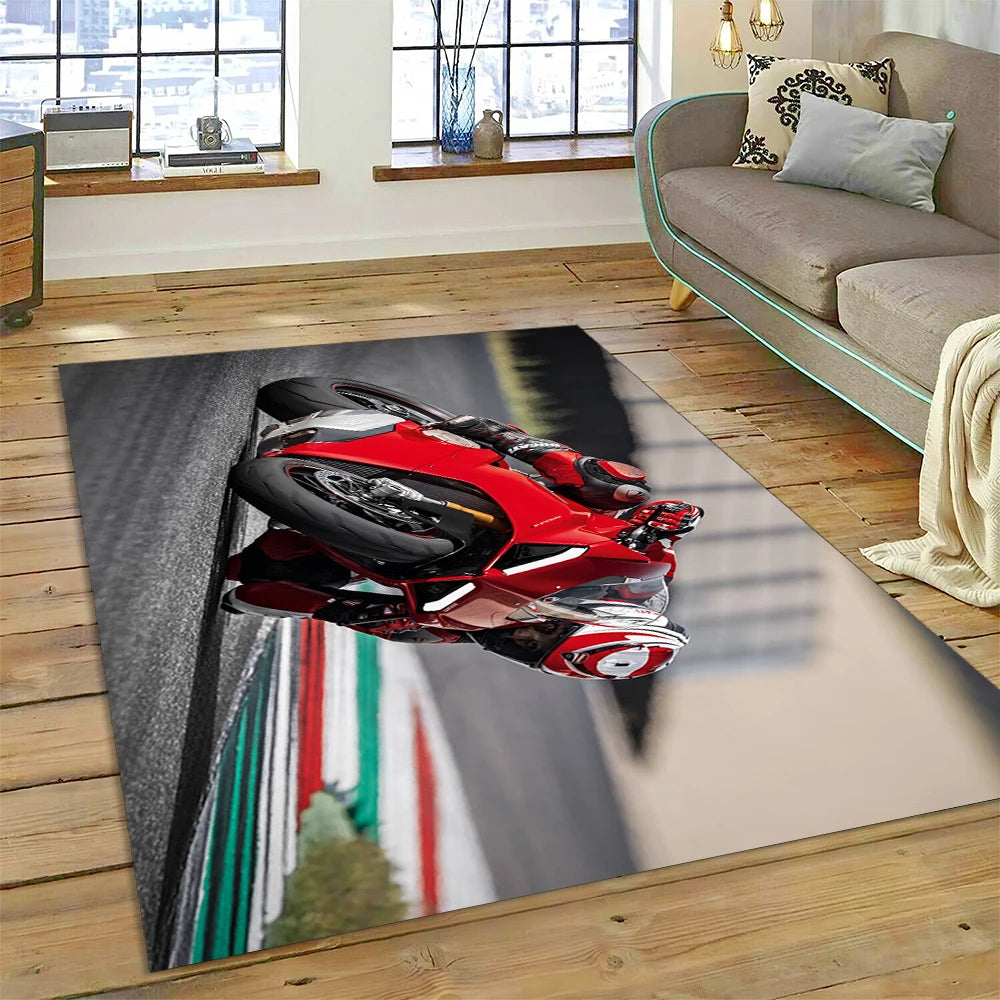 3D Racing Motorcycle Sign Carpet Rug for Living Room Bedroom Home Sofa Decoration,kids Play Non-slip Floor Mat Christmas Gift