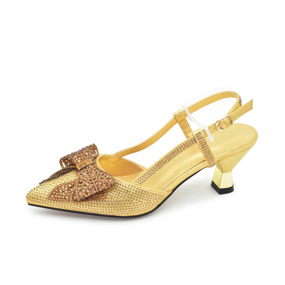New Arrival Italian Shoe and Bag Set Designer Wedding Luxury Italian Shoes and Bag Set for Women Full Rhinestone Party Pumps