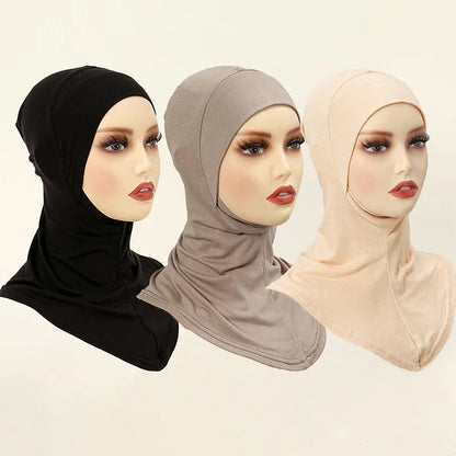 3PCS Muslim Inner Cap Hijab For Women Solid Underscarf Hijab Undercap Scarf Turban Hat Islamic Hijabs Ready To Wear Headcover