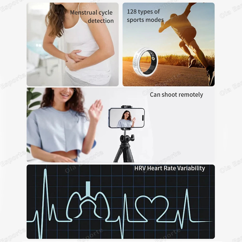 2026 New Smart Ring Lady Heart Rate Sleep Health Monitor Menstrual cycle detection IP68 Waterproof Fashion Sport Rings Women Men