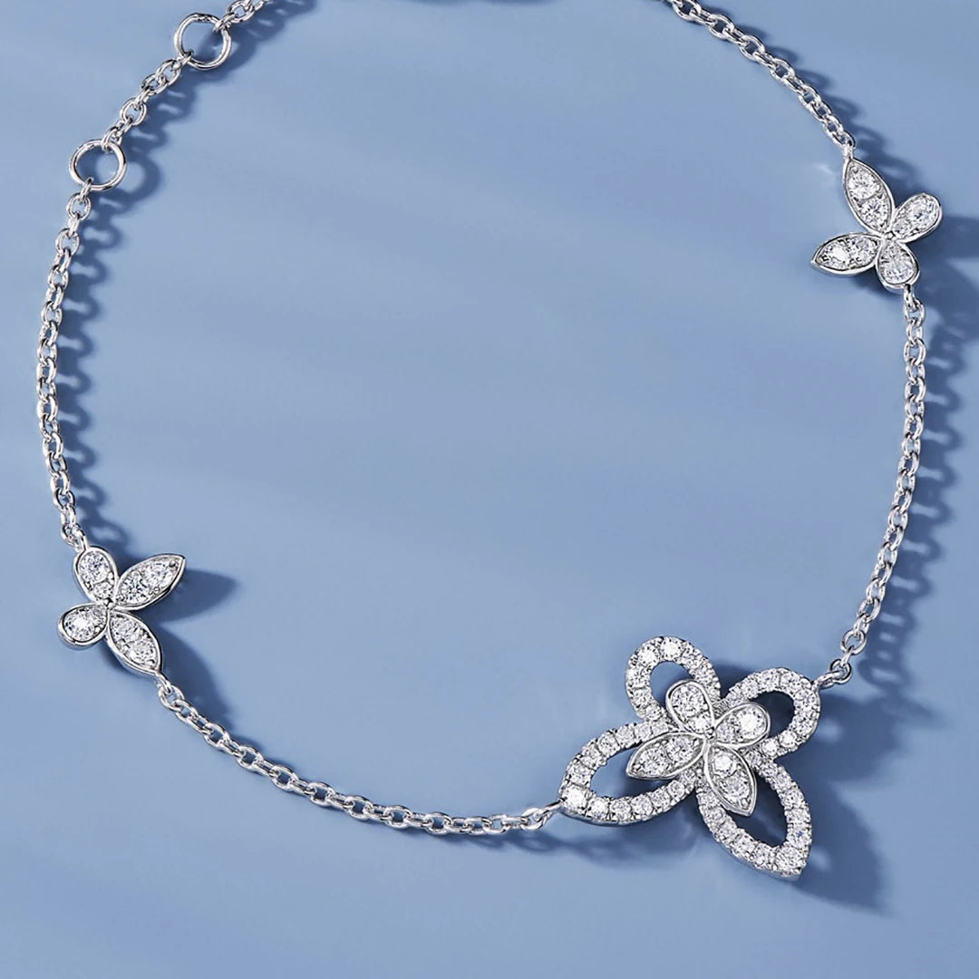 Classic S925 sterling silver phantom butterfly hollow out women's bracelet. Exquisite gifts. Luxury Jewelry