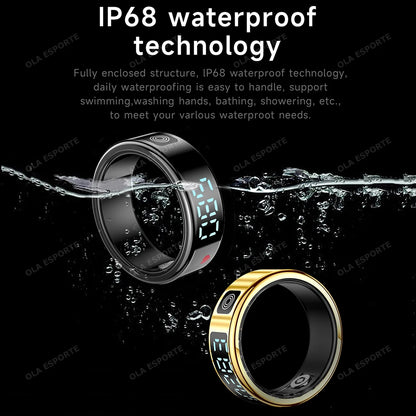 2026 R12 Smart Ring with Display Screen and Touch, Wireless Charging, Health Manager 5ATM Waterproof For Men Women Smartring New