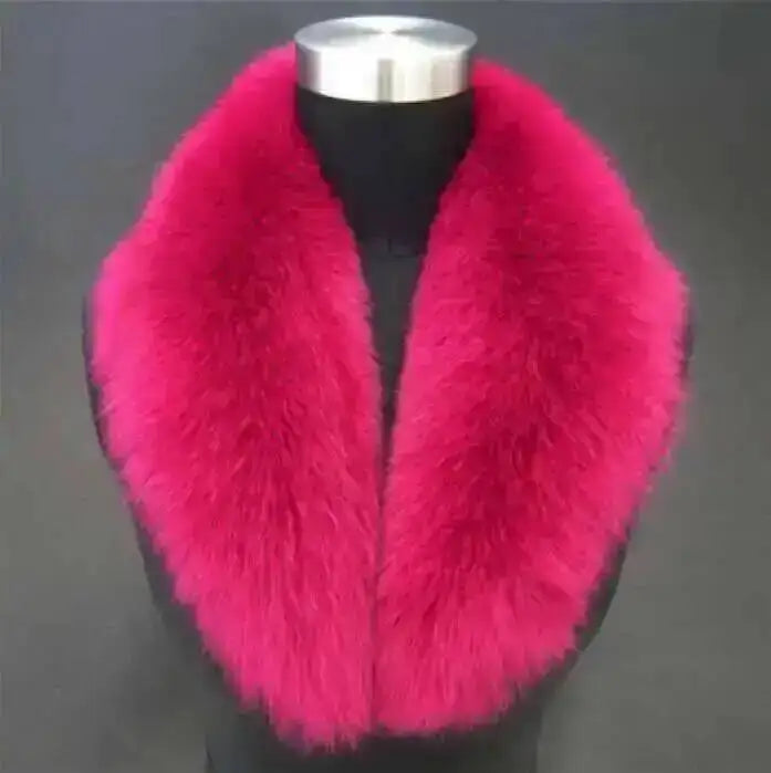 Natural Color Raccoon Fox Real Fur Collar Scarf Genuine Big Size Scarves Warp Shawl Neck Warmer Stole Muffler with Clip Loops #6