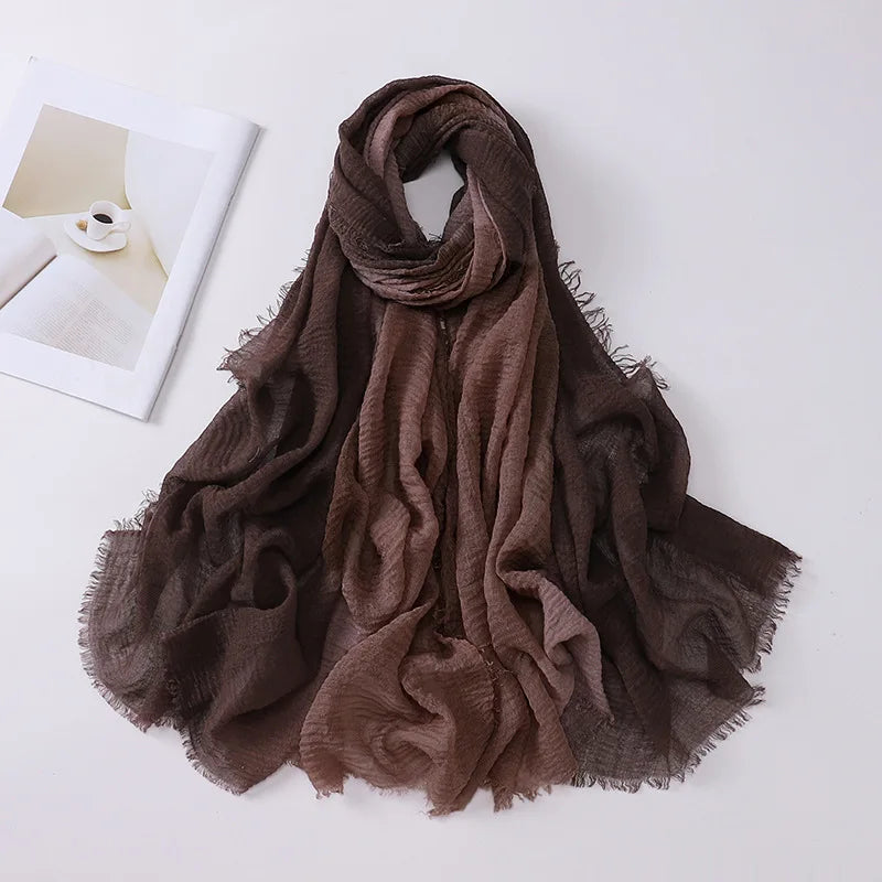 180*90cm Gradient Cotton Linen Women Muslim Hijab Scarf Woman Islamic Arab Shawl Wrap Head Scarves Ready To Wear Headscarf