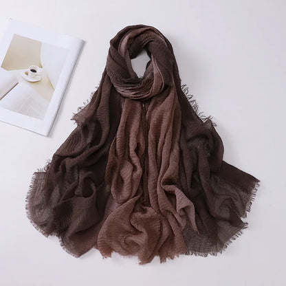 180*90cm Gradient Cotton Linen Women Muslim Hijab Scarf Woman Islamic Arab Shawl Wrap Head Scarves Ready To Wear Headscarf