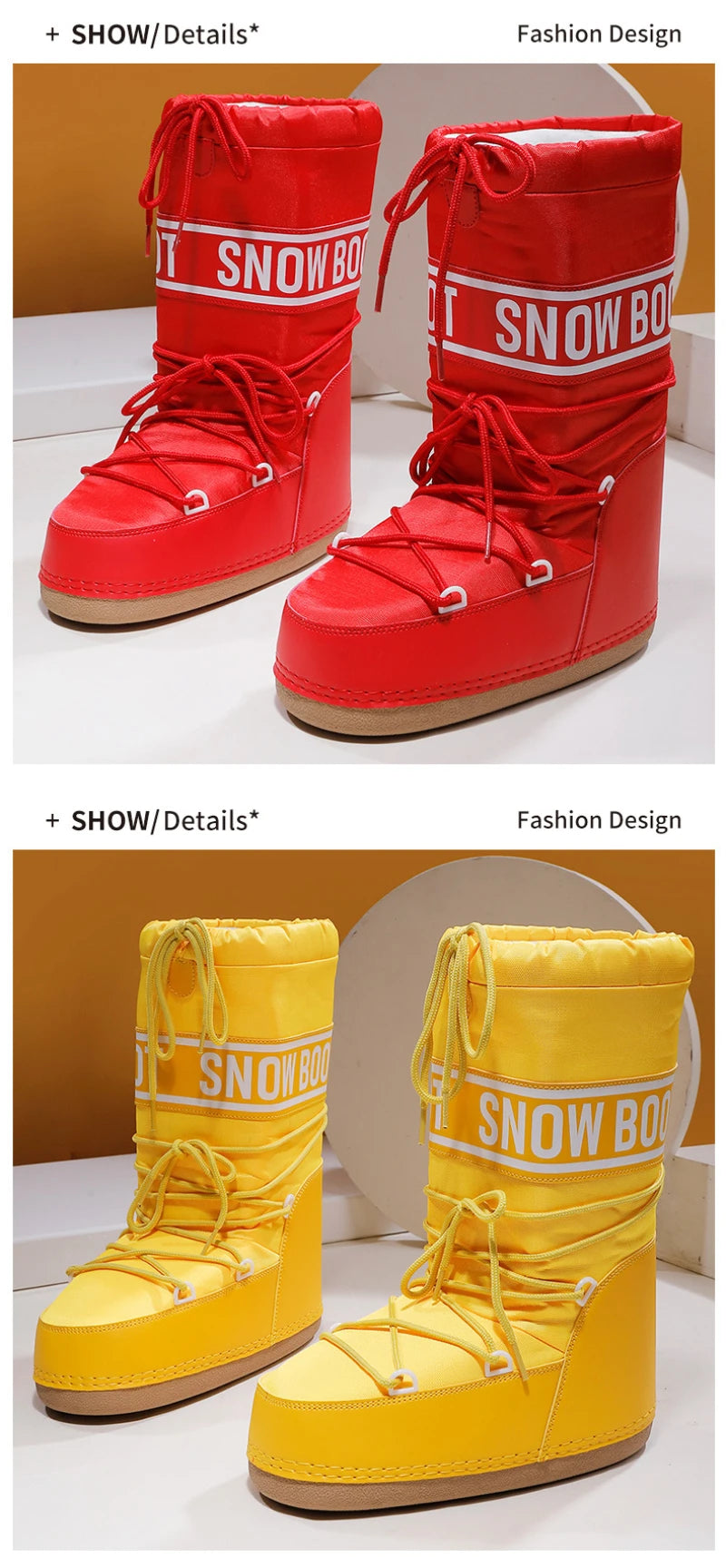 2026 New Women High‑Tubed Moon Boots Space Snow Boots Round‑Toe Lightweight Thick‑Sole Warm Insulated Skiing Winter Outdoor Cott