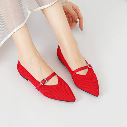 Women's flat shoes with pointed soft knitted sole breathable and comfortable shoes Spring and Autumn 2024 new model