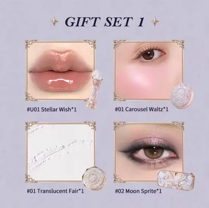 Flowerknows Gift Box Makeup Set Little Angel Full Box Lip Glaze Blusher Shell Jewelry Flower Know Birthday Gift Kit