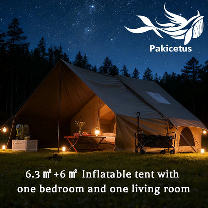 PAKICETUS Inflatable camping tent 4-8 people with windows portable water-resistant camping tent  Four season tents