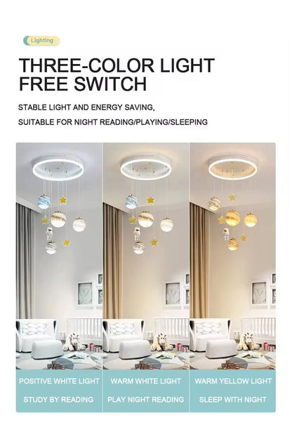 Children's Room Lamp Nordic Modern Pendant Lights Kids LED Ceiling Chandelier Living Room Bedroom Astronaut Hanging Home Decor