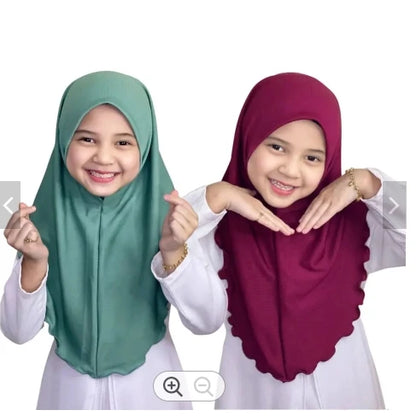 H120a big girls plain hijab hats muslim scarf islamic headscarf hat amira pull on headwrap beautiful 10 years girl scarf