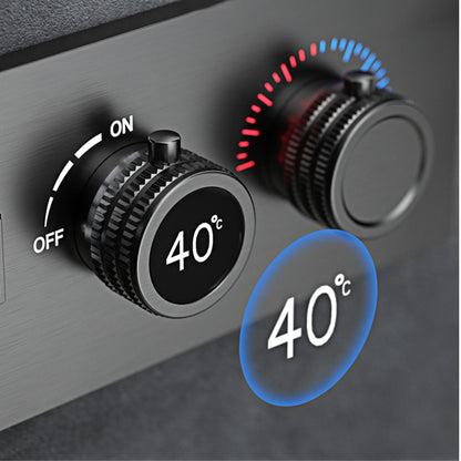 Luxury Black Brass Shower System Wall-Mounted LED Digital Display Design Cold & Hot Dual-Control 4-Function Ceiling Shower Tap