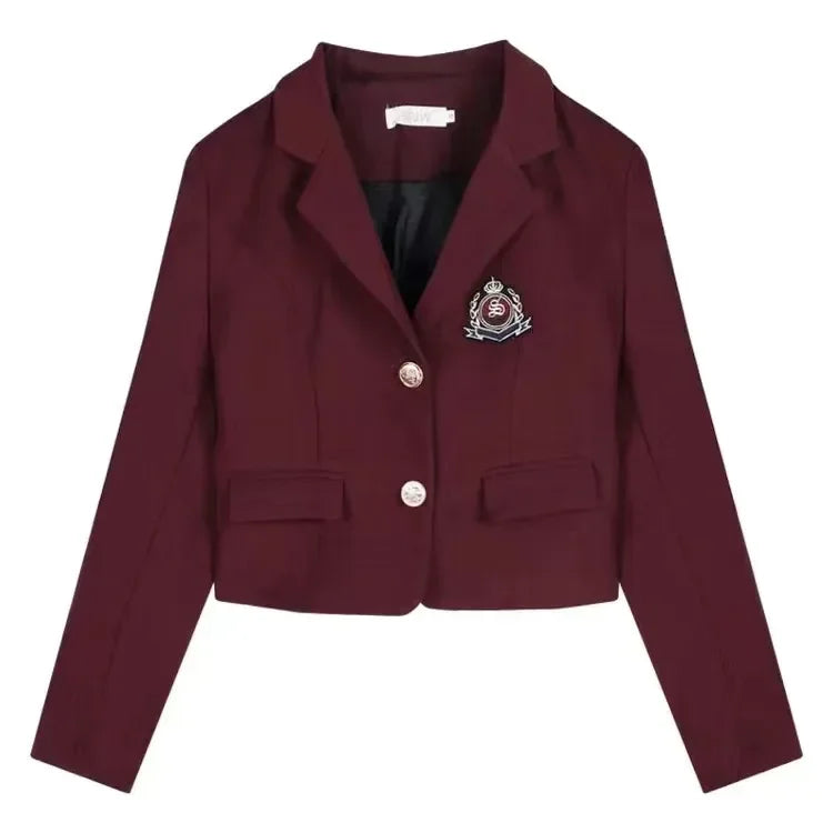 Korean Style Girls JK Uniform Suit Daily Red Blazer Coat Sexy Slim JK Wrap Buttock Skirt Women Preppy Summer School Uniform Suit