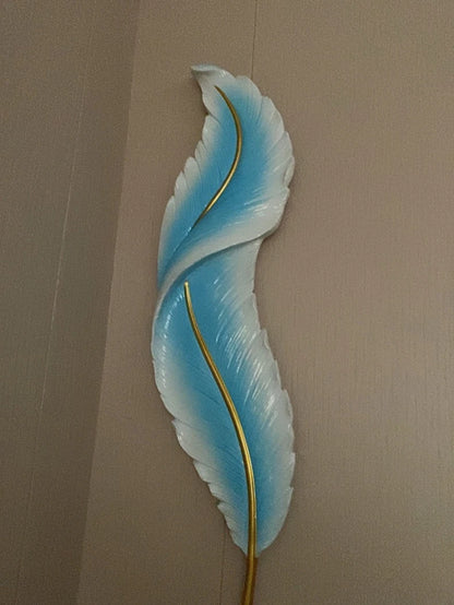 Nordic Feather Wall Lamp, Living Room, Bedroom, Headboard, Foyer, Creative Feather Lamp, Resin Aisle, Minimalist Background Ligh