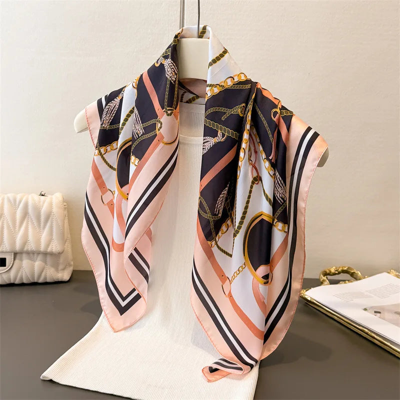 2025 New Paisley Print Silk Scarf for Women Square Hijab Soft Neck Tie Female Fashion Decoration Silk Headscarf 70*70cm Kerchief