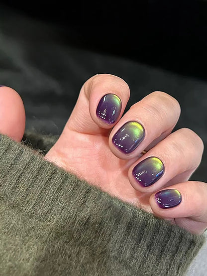 1-24pcs WS Romantic Purple Cat Eye Gel Nail Polish New Style Super Flash Versatile Whitening Purple Glass Bead Cat Nail Salon