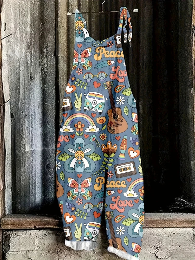 New Fashion 3D Printed Women's Jumpsuit Spring And Summer Breathable New Suspenders Home Comfort Adjustable Back Pants