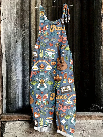 New Fashion 3D Printed Women's Jumpsuit Spring And Summer Breathable New Suspenders Home Comfort Adjustable Back Pants