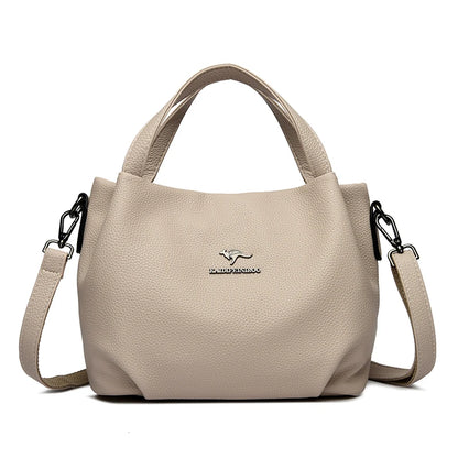 Genuine Soft PU Leather Handbags for Women Vintage Shoulder Tote Bag Luxury Designer Ladies Large Capacity Purse Bags Sac A Main