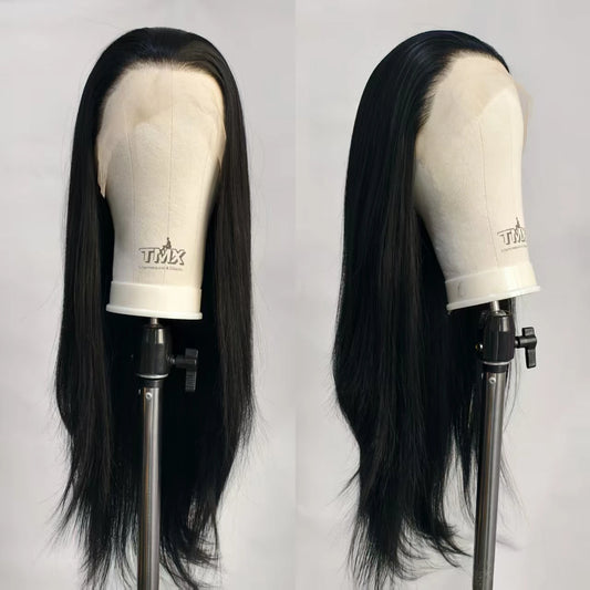 Black Lace Front Wig 13x4 Synthetic Wig Heat Resistant Fiber Wig Glueless Black Wig Pre Plucked with Natural Hairline
