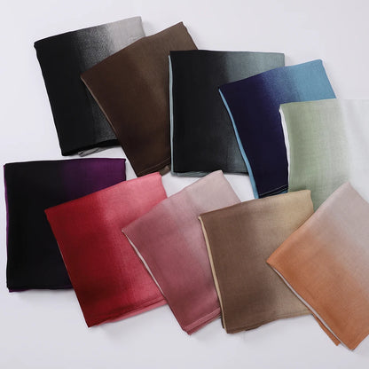 New Gradient Color Hijab Two Color Scarf Tie-Dye Cotton Shawls Muslim Women Wraps Headband Islamic Turban Foulard