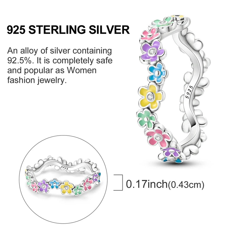LAZA 925 Sterling Silver Colorful Rings Sparking Zirconium Bowknot Moon Sun Original Ring For Women Anniversary Wedding Gifts