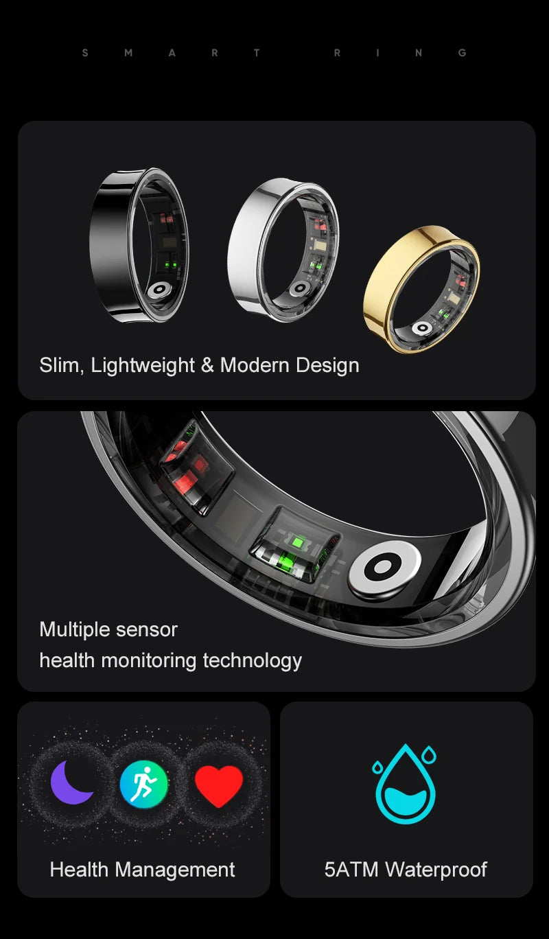 2026 Smart Ring R09 5ATM Waterproof Smartring for Men Women Heart Rate Skin Temperature Monitor Fitness Tracker For Android iOS