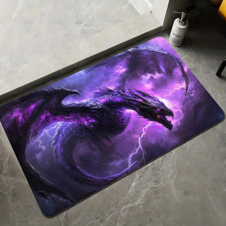 Fierce Red Dragon Floor Mat Flannel Rugs Soft Winter Warmth Floor Mat Thickened Non-Slip for Living Room Home Door Mat