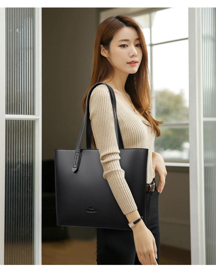 Genuine High Quality Large Capacity Shoulder Bag Female Tote Bag New Luxury Designer Handbag For Fashion Women Brand Shopper Bag