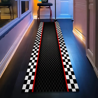 VIKAMA Racing Track Rug Low-Maintenance, Non-Slip Entrance Hall Doormat Motorcycle Parking Rug Home Interior Decoration