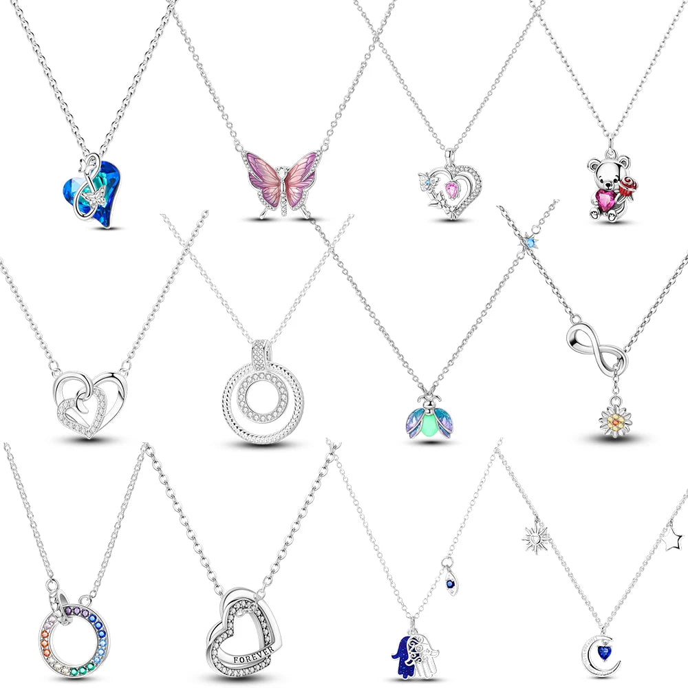 925 Sterling Silver Luminous Firefly Heart Shaped Zircon Pendant Necklace For Women Fashion Anniversary Birthday Jewelry Gifts