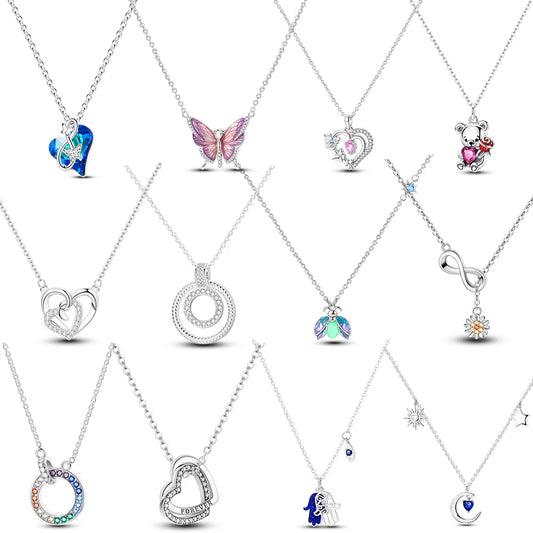 925 Sterling Silver Luminous Firefly Heart Shaped Zircon Pendant Necklace For Women Fashion Anniversary Birthday Jewelry Gifts