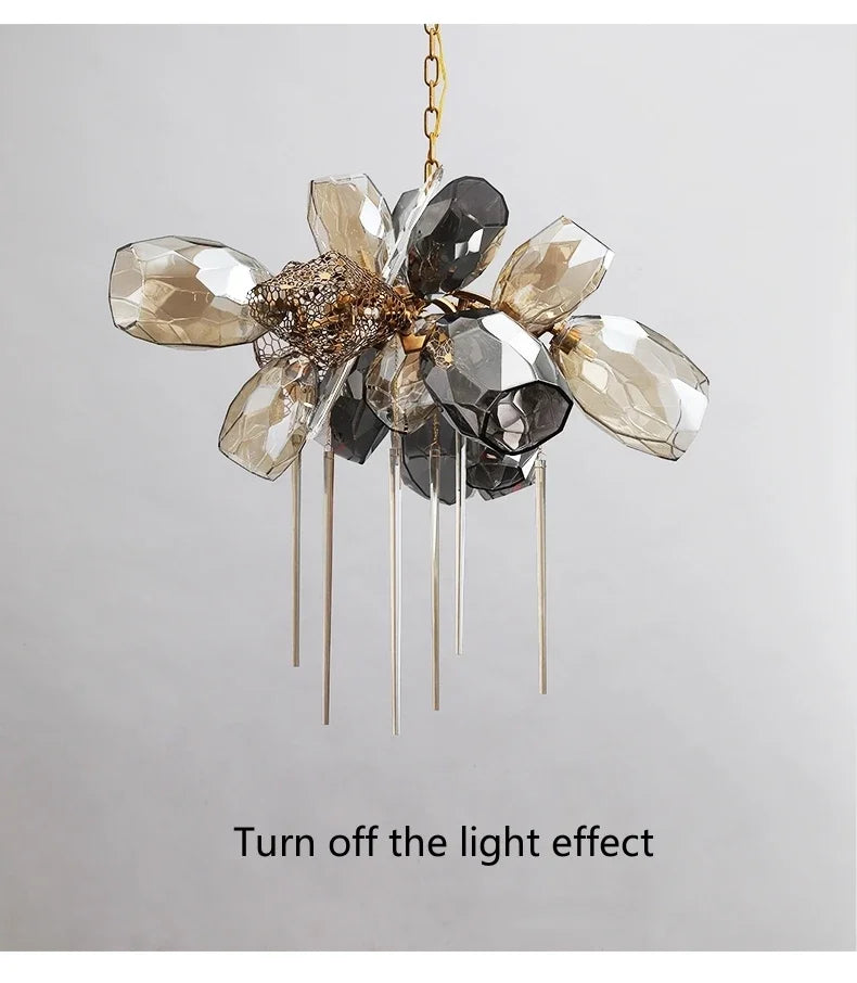 Postmodern Luxury K9 Crystal Chandelier Kitchen Island Decor LED Lighting Cognac Glass Dining Room Hanging Lights Loft Lamps