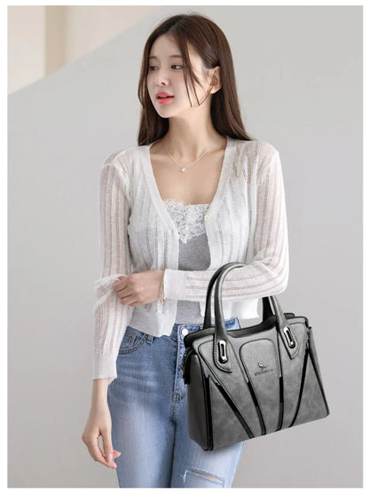 3 Layers Large Capacity Designer Women Top-Handle Bags Shoulder Crossbody Bags for Women Luxury Patent Leather Casual Tote Bag