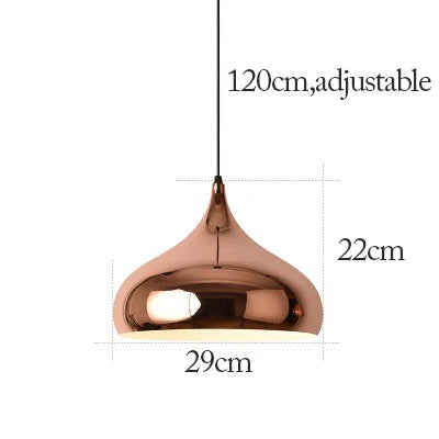 Nordic Rose Gold Pendant Lights Plated Metal Hanging Lamp Fixtures Dining Room Kitchen Island Bar Cafe Indoor Decor Lighting E27