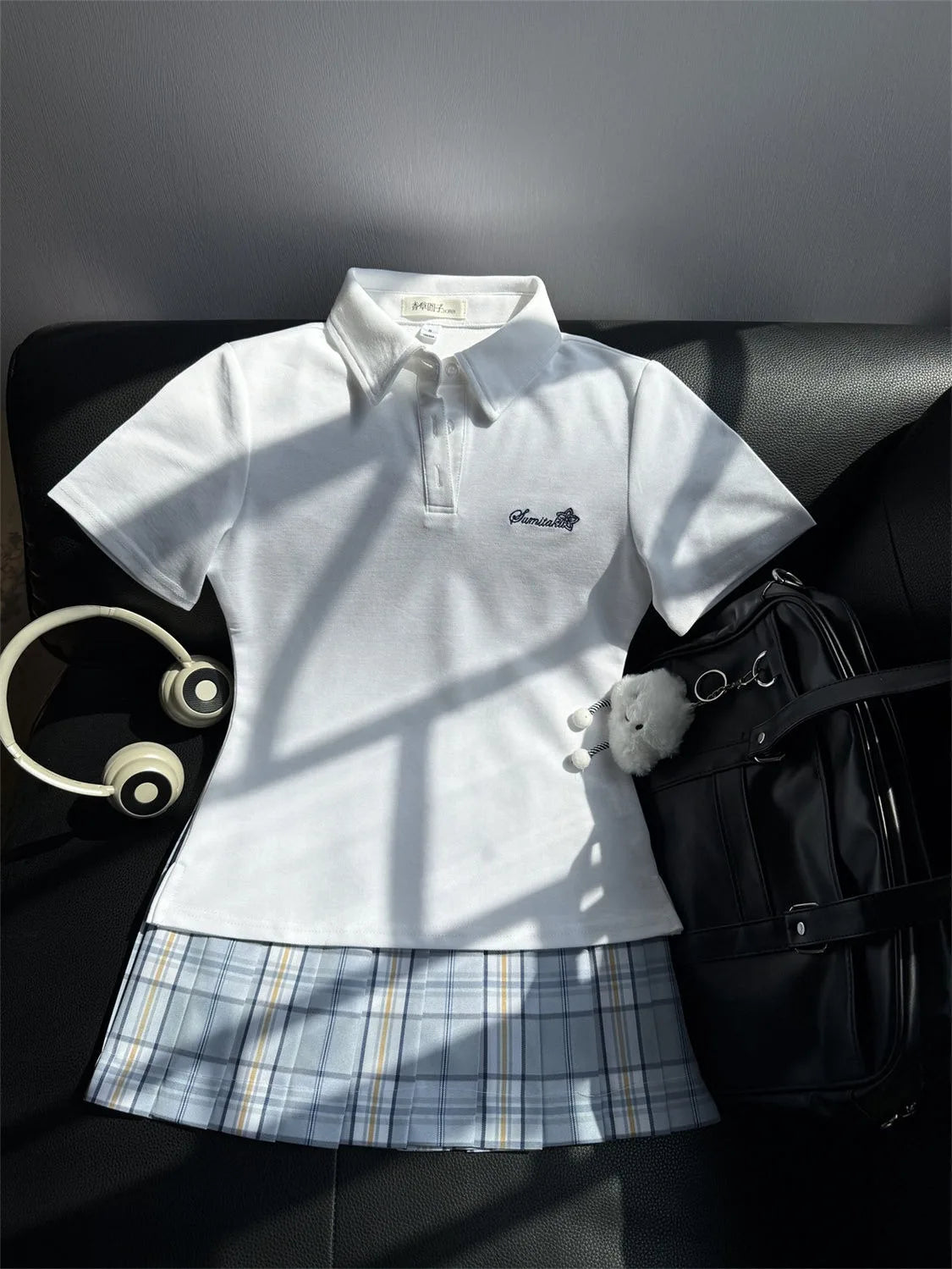 Japanese JK Uniform Polo Shirt and Skirt Suit Spring and Summer Wear Genuine All-match College Style Female Cute Lady Quiet