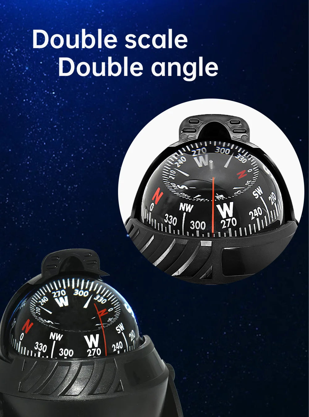 Waterproof Nautical Compass Sea Pivoting Marine Boat Compass With Electronic LED Night Light For Marine Navigation Positioning