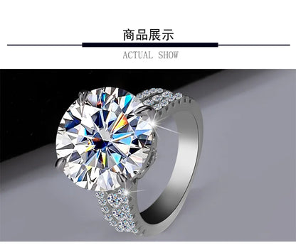 10Ct Pigeon Egg Moissanite Ring for Her: PT950 Platinum Band, Luxury Extra Sparkly Design, Large Stone Women's Statement Ring