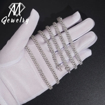 5mm Hip Hop Jewelry Bussdown Cuban Chain Link Necklace 925 Silver Iced Out Vvs Moissanite Diamond Pass Diamond Tester