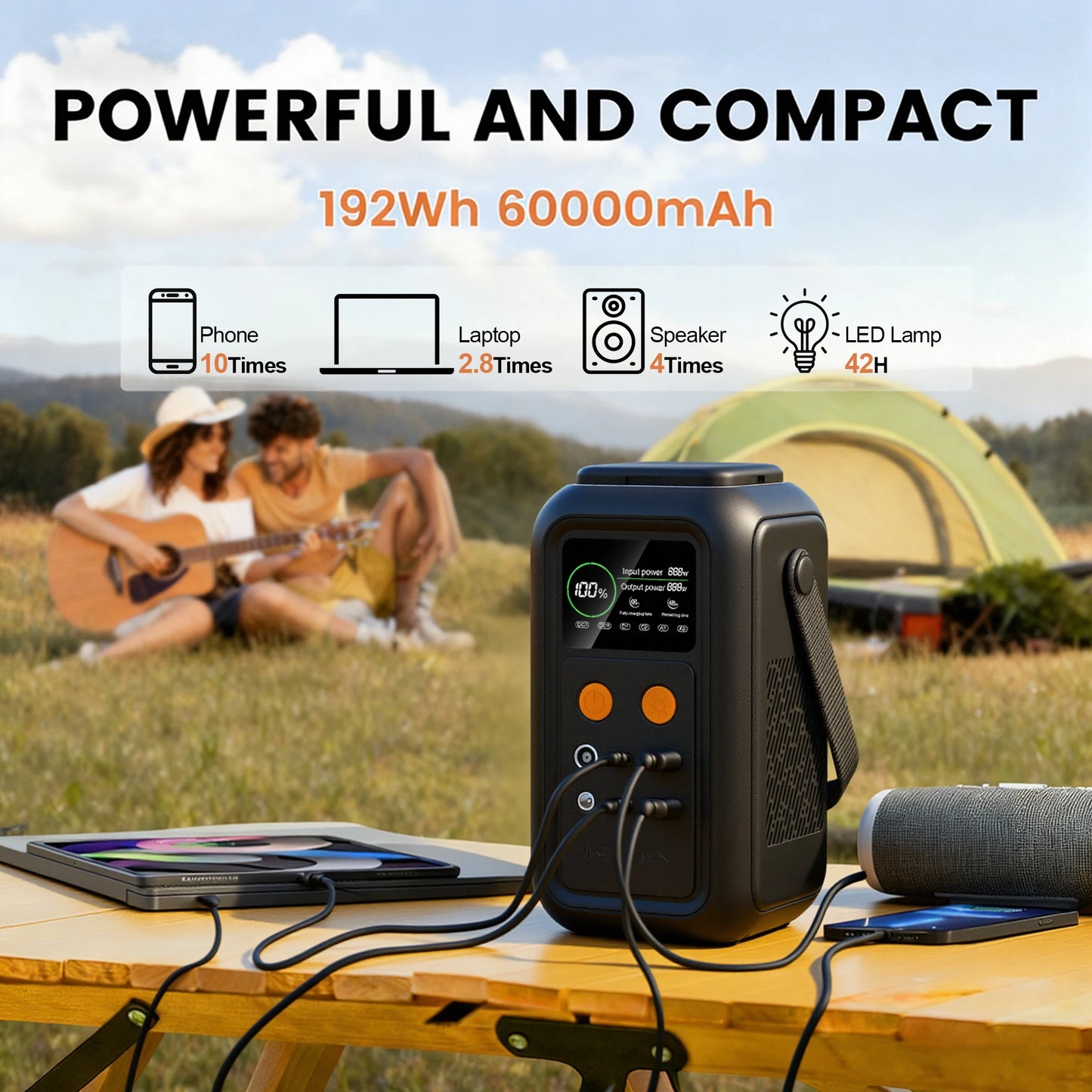 CTOLITY AXP200 200W Portable Solar Generator 192Wh Power Station Lifepo4 Battery Camping Power Bank Emergency Supply 140W PD